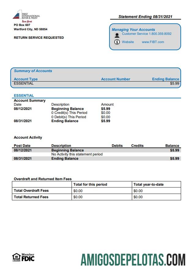Modelo do Primeiro Banco Internacional e Confiança dos EUA